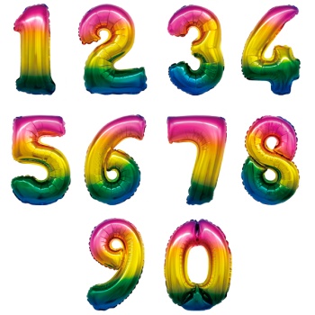 Цифры Радуга 1 2 3 4 5 6 7 8 9 0, фольгированные шары