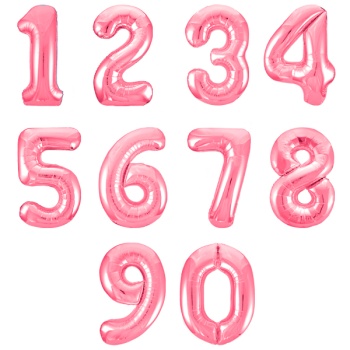Цифры Нежные розовые 0 1 2 3 4 5 6 7 8 9, фольгированные шары 1 шт